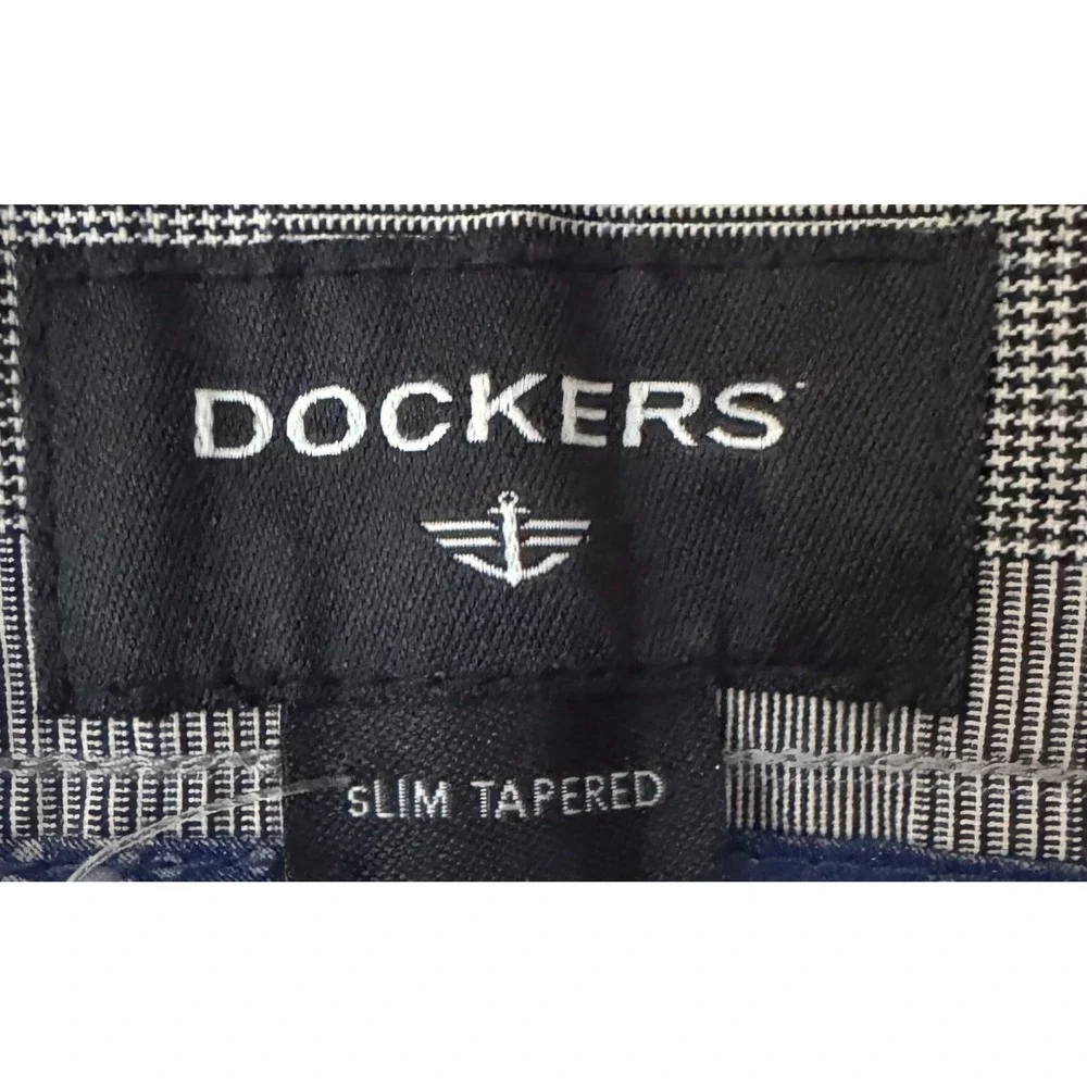 Dockers Men's Dress Pants Straight Leg Houndstooth Plaid Gray Blue Sz. 33X30 NWT